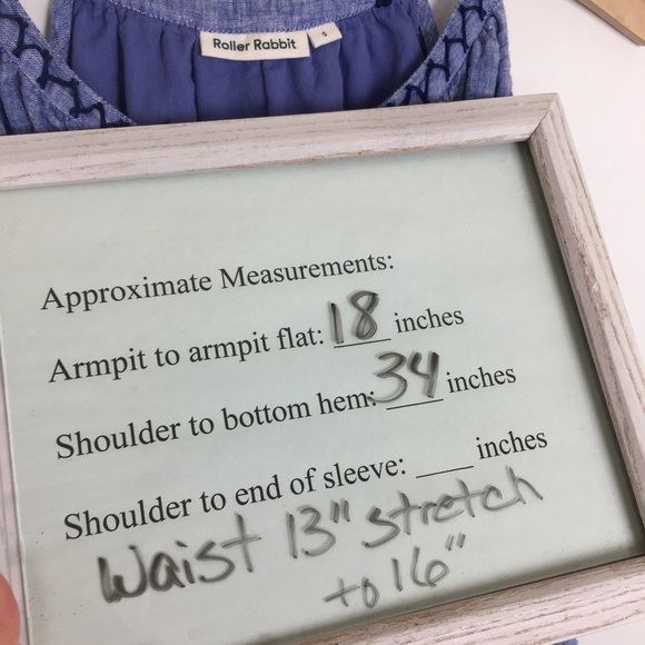 Anthropologie Roller Rabbit Mini Dress Embroidered Linen Blue Sleeveless Size XS - Picture 16 of 16